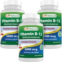 Mejores Naturales Vitamina B-12 como Metilcobalamina (Metil B12), 6000 mcg 120 Tablas sublinguales (120 Cuenta (Pack of 3))