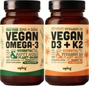 Vegan Omega 3 & Vegan Vitamina D3 + K2 Suplemento Bundle - Planta base DHA &amp; EPA ácidos grasos, 4000 UI Vitamina D3 y 100mcg Vitamina K2 como Mk7