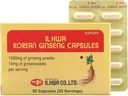 Cápsula de Ginseng coreano ILHWA (500 mg*50 Cápsulas, 25 Cápsulas) - 250 mg de pólvora de raíz de Panax coreano puro. Ginsenoside 10 mg por Serving.