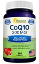 aSquared Nutrition CoQ10 (200 cápsulas y 200 mg) - High Absorption Vegan CO Q-10 Powder - Enzyme Ubiquinone Supplement Pills, Extra Antioxidante Coenzyme Q10 Vitamina, Coq 10 Alernative to Softgels