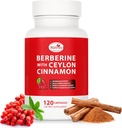 Suplemento bereberina con canela de Ceylán, Extracto de Licorice, Berberine 6X para la gestión de peso saludable, metabolismo y soporte inmunitario (120 cápsulas)