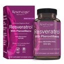 Belleza de reserva, Resveratrol 500 mg con Pterostilbeno, Suplemento antioxidante para el apoyo inmunitario " Salud del corazón, apoya el envejecimiento saludable, Paleo, Keto, 60 cápsulas (60 piezas)