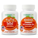 Hierro para niños 10 mg + Vitamina C Chewables + Vitamina D3 1000 UI Chewables Bundle