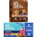 IQBAR Cerebro y Cuerpo Keto Protein Bares - 12 Conde Chocolate Amantes Variety Low Carb, Vegan Bares & IQMIX Sugar Free Electrolyte Powder Packets - 20 Conde Variedad Pack Keto Electrolytes con Lions Mane