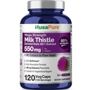 NusaPure Milk Thistle 50:1 Extract, 550 mg Equivalente a 27.500mg 120 Veggie Capsules Non-GMO, Vegan Max Strength - Estándarizado 80% Silymarin, Bioperina