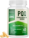 PQQ Suplemento 20mg  Mitochondrial Biogenesis &amp; Energy Optimizer With CoQ10 &amp; Vitamin B12 TEN soporta Brain Health &amp; Mitochondria Production ← Ultra PQQ Formula  durable Vegan, Gluten-Free TEN 60 cápsulas