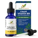 Vitamina líquida B9 Folic Acid Suplementos - VIT B gotas para la función digestiva del cerebro, soporte para hígado - Gluten-Free, non-GMO, Vegan - Suplemento nutricional para adultos - 1 fl. oz.