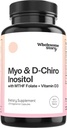 M-y-o in-os-itol & D-Chiro Inositol cápsulas con MTHF, Folate, Vitamina D sometida Apoyo para la Función Ovárica, Equilibrio hormonal, " Niveles Homocysteine " Suplementos de fertilidad para las mujeres TENIDO 40:1 Ratio