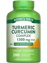 Verdad de la naturaleza Complejo de Curcumin Turmeric ← 1500mg ← 200 Capsules  with Black Pepper Extract ← Non-GMO &amp; Gluten Free Supplement