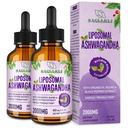 Liposomal Ashwagandha Liquid Drops 2000mg, Ashwagandha Root Extract Supplement (7% Withanolides) with Black Pepper Extract " Probiotics for Focus, Cognition & Energy - 4 FL.OZ (2 Bottle)