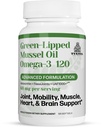 TURNER New Zealand Green Lipped Omega-3 Mussel Oil, 53x Potency Superior con UAF1000+ Super Antioxidante para Superior Mix Comfort & Mobility, No Fishy Aftertaste, 1 Botella, 120 Softgels