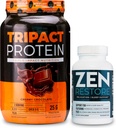 Nutrology TRIPACT Protein Powder, 7-in-1 Meal Replacement Shake, Creamy Chocolate (40 Servings) Zen Natural Magnesium Supplement (30 Servings)