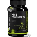 HMB y vitamina D3 Suplemento 1000 MG (180 cápsulas) - Suplementos HMB con 4.000 UI de D3 &amp; Calcio - Crecimiento muscular, fuerza &amp; cura - B-Hydroxy B-Metilbutirato Butyrate - Muscle Builder for Men