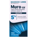 Muro 128 Solución, Alivio Temporal de Edema Corneal, Cuidado de los Ojos, Solución Hipertónica de Cloruro Sodio 5%, 0,5 Fl. Oz