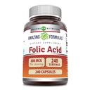 Amazing Formulas Folic Acid (Vitamin B9) 800 Mcg Suplemento TENIDO Cápsulas TENIDO No-OMG ANTE Gluten-Free TEN Made in USA (1 Pack TEN 240 Count)
