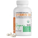Bronson Vitamina D3 10,000 UI (250 mcg) Certified Organic High Potency Non-GMO Vitamina D Suplemento, 360 Tablets