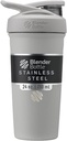 BlenderBottle Sport Aislado de acero inoxidable con Wire Whisk, 24-Once, Grey – Protein Shakes " Hydration for Athletes " Fitness Enthusiasts, Easy Mixing, Keeps Drinks Cold, Lockable Lid