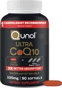 Qunol Ultra CoQ10 100mg Softgels- 3x Mejor Absorción, Antioxidante para la salud del corazón y la producción de energía, Coenzyme Q10 Vitaminas y Suplementos, 3 Month Supply, 90 Cuenta