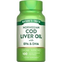 La verdad de la naturaleza Norwegian Cod Liver Oil ← 100 Softgels Silencio con EPA " DHA Silenciosa No GMO " Gluten Free Supplement