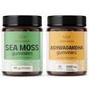 HerBAMAMA Sea Moss y Ashwagandha Kit - Bundle of 1600 mg Sea Moss with Bladderwrack " Ashwagandha Root Gummies - Vegan, Non-GMO, Gelatin-Free - 2 Pack