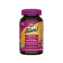 ¡El Camino de la Naturaleza Alive! Prenatal Premium Gummy Multivitamin, Folate de alta potencia, DHA de base vegetal, vegetariano, fresa y sabor limón, 75 Gummies