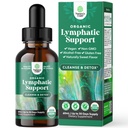Certified Organic Lymphatic Drainage Drops - Herbal Limphatic Cleanse and Immune Support Suplemento con Echinacea Goldenseal &amp; Red Clover Extracto - Vegan Non GMO Alcohol y azúcar Gratis - 30 Servings