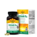 Country Life Vegan D3 5000 UI – Vitamina D3 de Lichen – High Potency Immune & Bone Support – Certified Vegan, Gluten-Free, Non-GMO – 60 Softgels
