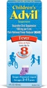 Suspensión Advil de los niños Ibuprofeno 100mg Alimentador rápido de dolor y Reductor de fiebre Dura hasta 8 horas Grape Flavor Liquid for Ages 2 a 11 Años - 3 Pack of 4 FL Oz Bottles