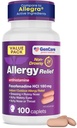 GenCare Alivio de la Alergia Pills - Fexofenadine 180mg 24 horas Medicina antihistamínica antihistamínica, Comparar con Allegra 24 horas Píldoras no somníferas para los ojos picantes, nariz de rubí, urticaria (100 cuenta)