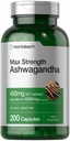 Horbäach Ashwagandha Suplemento Silencio Max Strength ← 200 Capsules Silencio para Mujeres y Hombres