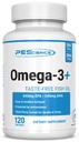 PEScience Omega-3+, 440mg EPA y 240mg DHA suplemento de aceite de pescado, fácil de absorber tamaño pequeño Softgel, sin sabor, 60 piezas