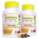 Cadenas de raíz de maca peruana con pimienta negra 150 ct. Maca roja de color negro Maca potente 10:1 todo tipo Maca Extracto de todo natural no GMO Vegan NO Polvo de arroz NO