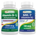 Mejores Naturales Vitamina B12 6000 mcg &amp; Vitamina K2 (MK7) con D3
