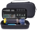 Caso de viaje duro para el inhalador de asma, espaciador para niños y adultos, máscaras, inhalador de inhalador de bolsa de carga portátil organizador con bolsillo de malla para medicina, medicamentos de alergia, inhalador de ventolina (CASE SOLAMENTE)