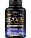 Multivitaminas metiladas - B2, B6, 5-MTHF " B12 ANTE Antioxidantes C " E TENIDO Vitamina D3 " K2 - para hombres y mujeres - 9-en-1 MTHFR Suplemento con TMG - Energía, Cerebro &amp; Mood - Vegan - Made in USA - 120 cápsulas