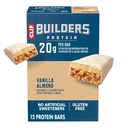 CLIF BUILDERS Protein Bares - Vanilla Almond Flavor - 20g Plant Based Protein - Gluten Free - Non-GMO - Low Glycemic - No Artificial Sweeteners - 2.4 oz. (12 Pack)