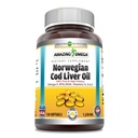 Increíble Omega Norwegian Cod Liver Oil 1250 Mg Softgels Suplemento ← Omega-3, EPA, DHA, Vitamina A, Vitamina D &amp; Vitamina E (Límon TEN 120 Conteo)