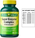 Primavera Valle Super Enzyme Complex Suplemento dietético para soporte digestivo, 60 cápsulas + pegatina de suplemento diario