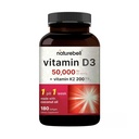 NatureBell Vitamina D3 50.000 UI + K2 200 mcg, 180 Softgels ← Fórmula con aceite de coco TEN Max Strength Bone, Heart & Immune Support TEN MK-7 Form ← Non-GMO