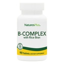 NaturesPlus B-Complex with Rice Bran - 90 Tablets - Vegetarian, Gluten Gratis - 90 Servings
