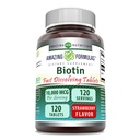 Fórmulas increíbles Biotin Fast Dissolve 10000 Mcg Tablets Suplemento ← Strawberry Flavor tóxico Vitamina B7 ← No-GMO Silencio Gluten Free TEN Made in USA (120 Conteo)