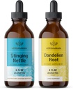 HerbAMAMA Herbal Liquid Drops Kit - Bundle of Stinging Nettle & Dandelion Root Tincture 4 fl oz - Vegan, Non-GMO, Sugar &amp; Alcohol-Free - 2 Pack