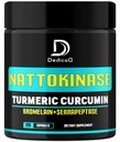 4-en-1 Nattokinase 2000 Fu, Turmeric, Bromelain, Serrapeptase - Spike Protein Detox - Body Balance, Circulation Health & Immune System - 120 Capsules 4-Month Supply
