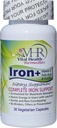 Hierro+ con vitamina C, ácido FOLIC, B-12 &amp; ZINC Fórmido libre, suave y no exigente Formulado para la absorción máxima. 30 gorros vegetales - Remedios de Salud Vital
