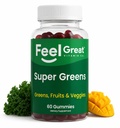 Super Greens Gummies - Suplemento de Superalimentos Verdes con Espinacas, Broccoli, Kale, Beet Root, Elderberry for Immunity Support - Fruit and Vegetable Suplemento - Watermelon Flavor, 60 Gummies