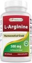 Mejores Naturales L-Arginina 500mg 250 cápsulas - Suplemento Farmacéutico Grado L Arginina promueve la síntesis de óxido nítrico