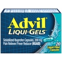 Alimentador de Dolor y Reductor de Dolor Advil Liqui-Gels, Medicamento de Dolor para Adultos con Ibuprofeno 200 mg para Dolor de Cabeza, Dolor de Dolor Menstrual y Alivio de Dolor Conjunto - 20 cápsulas llenas líquidos