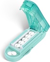 DUBSTAR Pill Cutter Splitter for Small and Tiny Pills, Multiple Pill Cutters for Small or Large Pills, Ajustable Pill Splitter with Centering Device and Blade Guard for Multi Tablets (Cyan)