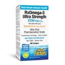 Factores naturales RxOmega-3 Ultra Strength - Suplemento dietético para la salud cerebral - Suplemento de salud ocular con EPA &amp; DHA - Suplemento con ácidos grasos Omega-3 - 60 Softgels (30 Servimientos)