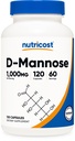 Nutricost D-Mannose 1000mg Por Serving, 120 Capsules - 500mg Por Capsule, Urinary Tract Health, Non-GMO y Gluten Free